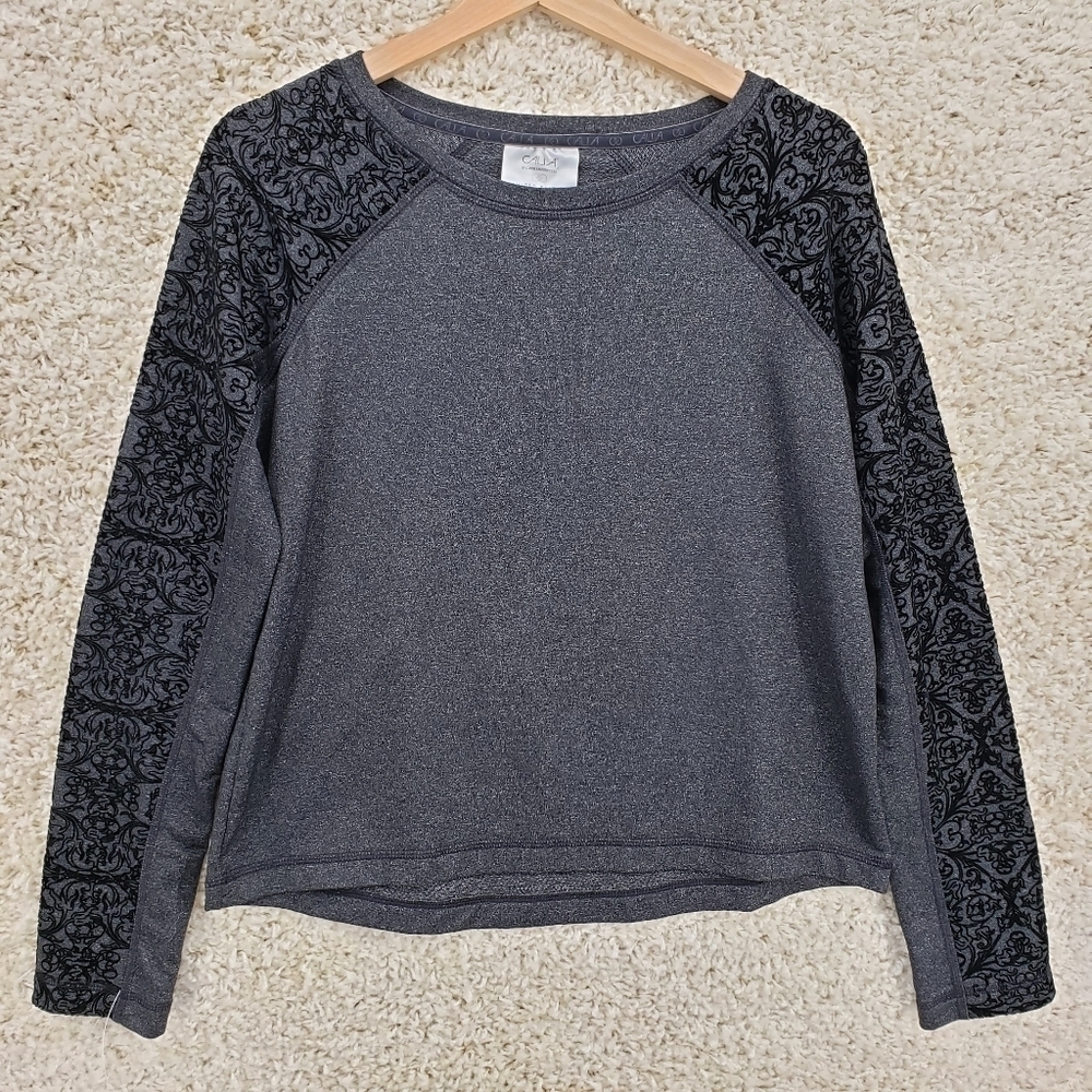 𝅺calia Carrie Underwood women US Small grey caviar black raglan top Limited Ed - Picture 4 of 11